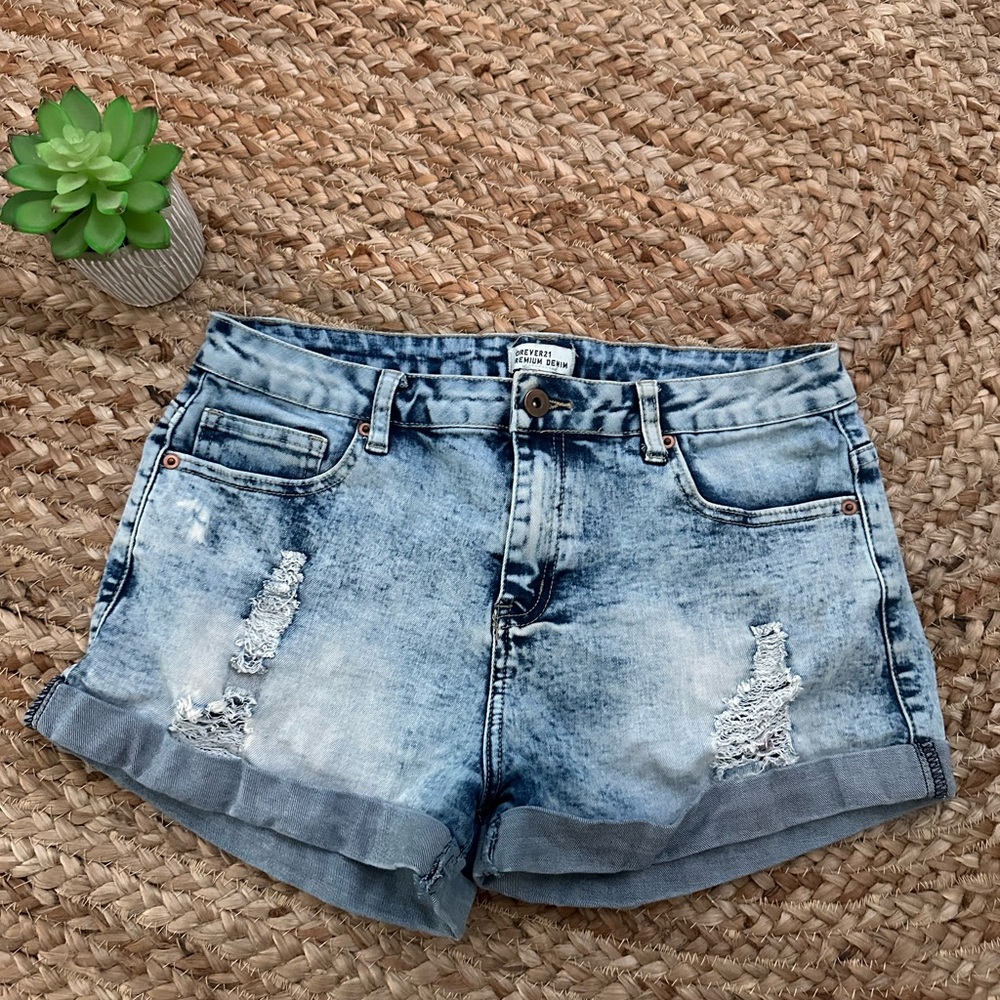 ACID WASHED DENIM SHORTS - Picture 2 of 7